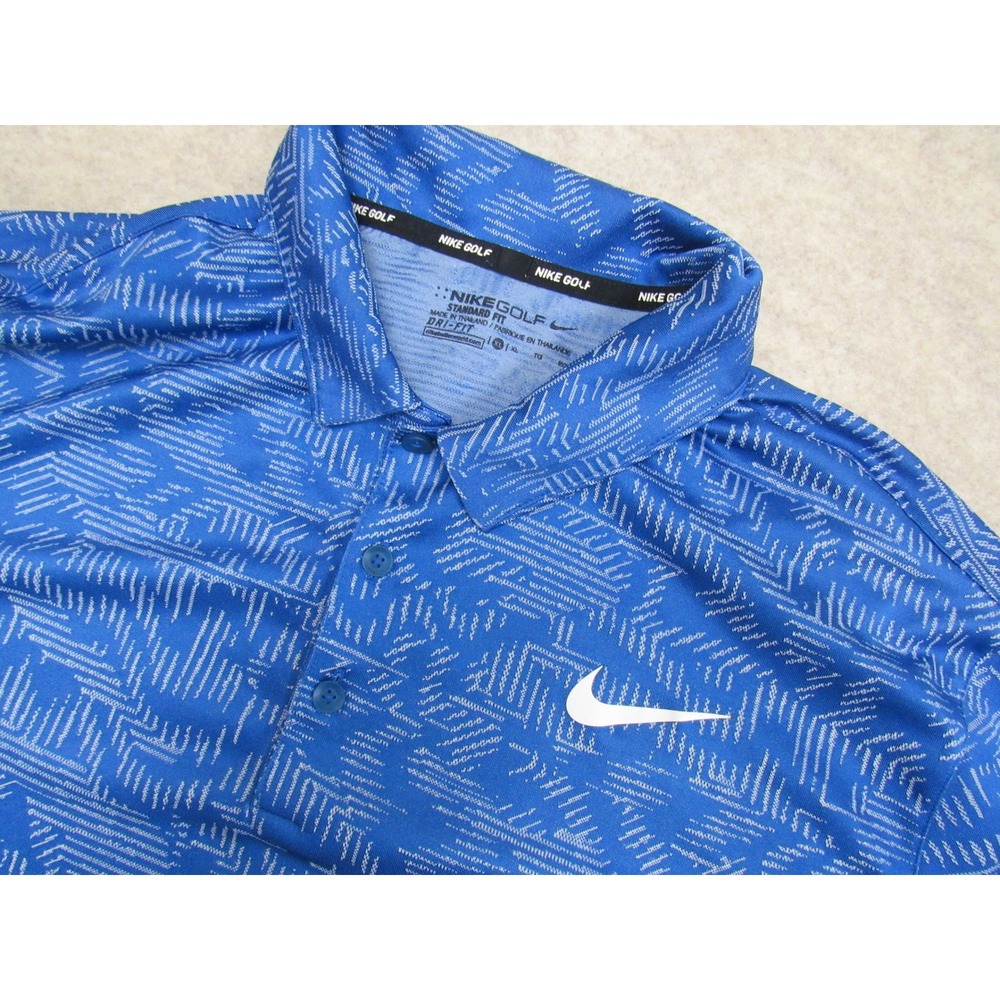 Nike Golf Dri-FIT Polo Shirt Mens XL Blue Geometric Pattern Short Sleeve